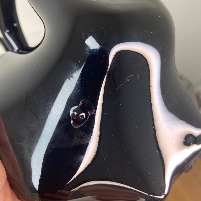 Glass Mid 20th Century Black Amethyst Blown Glass Swan Bowl For Sale - Image 7 of 9