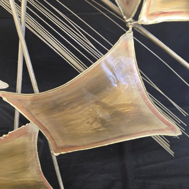 1970s Vintage Curtis Jeré 55" Mid Century Modern Kinetic Brutalist Wall Sculpture, Brass For Sale - Image 5 of 9