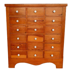 Antique Pine Wood Apothecary Chest of Drawers 1940s