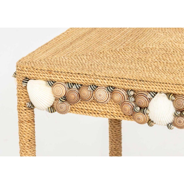 Textile Modern Seagrass and Shell Nesting Tables, 2 For Sale - Image 7 of 9