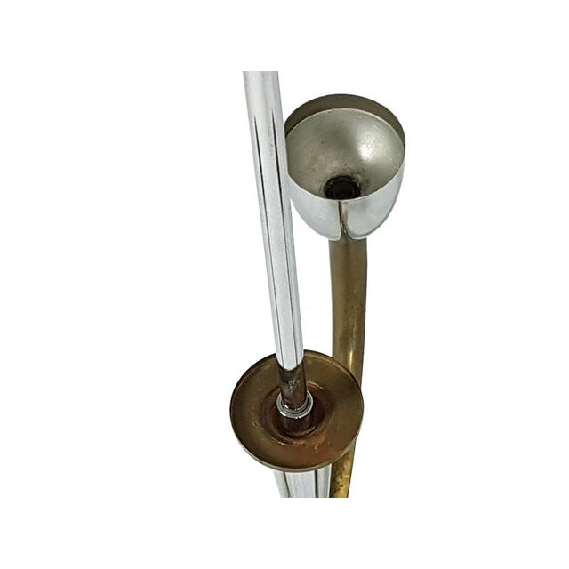 Metal Vintage Italian Brass and Chrome Plated Metal Pendant Lamp, 1940s For Sale - Image 7 of 10