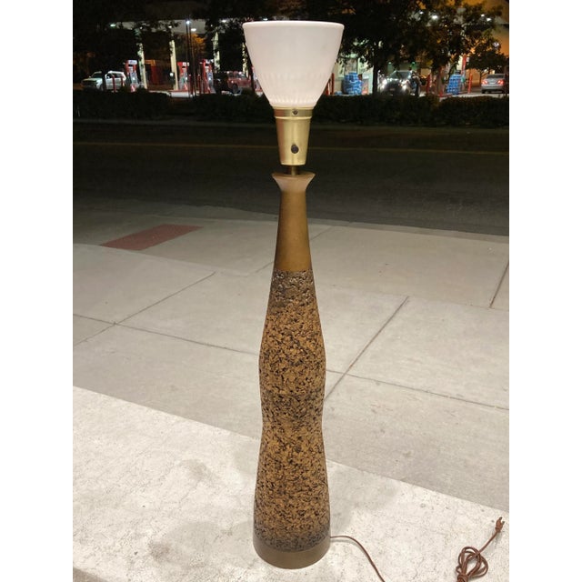 Mid-Century Modern Tall Walnut & Cork Table Lamp For Sale - Image 13 of 13