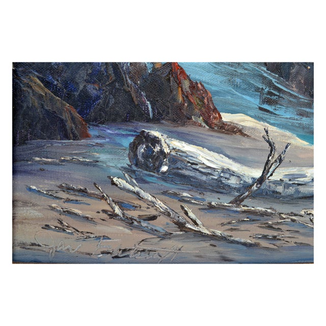 Vintage Coastal Seascape in Oil on Canvas by Jac Falcraft For Sale - Image 4 of 4