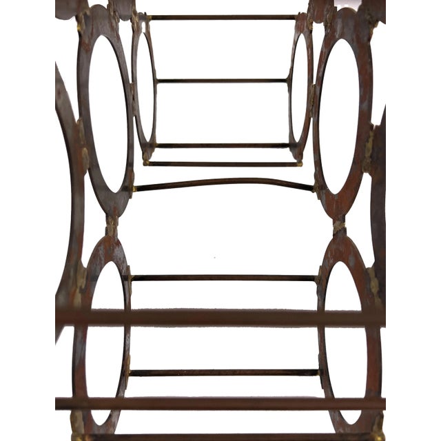 Mid-Century Modern Vintage 1960s Handmade Brutalist Welded Geometric Circle 9-Bottle Wine Rack Holder For Sale - Image 3 of 8