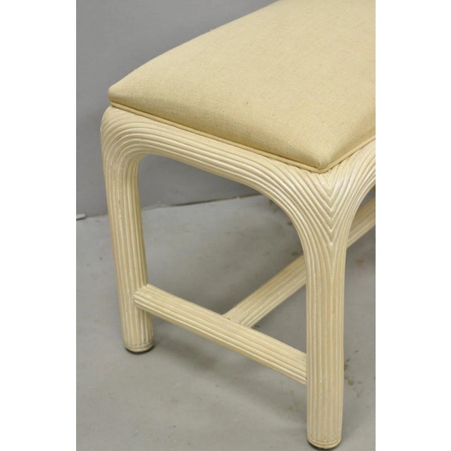 Vintage Hollywood Regency Rattan Pencil Reed Stools by American Drew - A Pair For Sale - Image 10 of 14