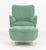 Vladimir Kagan High Back Barrel Swivel Lounge Chair and Ottoman, Model 100B, in green suede upholstery, the chair on...
