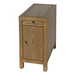 Nora 12 in. W Rectangular Wood 1 Door Narrow End Table with Pull-Out Tray, Light Natural For Sale