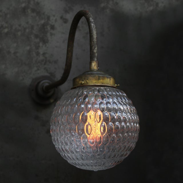 Mid-Century Modern Mid-Century Brass Clear Glass Cast Iron Sconces Wall Light For Sale - Image 3 of 7