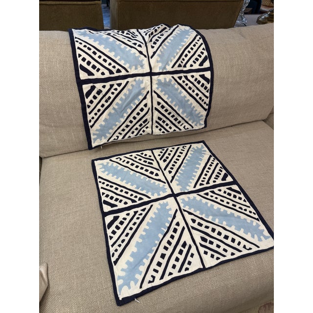 Navy Blue Serena & Lily Sienna Large Tile Throw Pillow Cases, Pair For Sale - Image 8 of 12