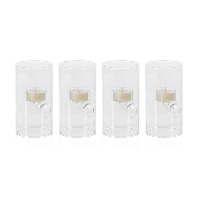 Transparent Kelly 4-Piece Set Glass Tealight Holder/Hurricane, L For Sale - Image 8 of 8