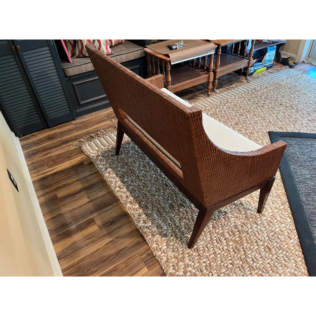 Coastal Bernhardt Bench Late 20th Century Wicker Rattan Coastal Loveseat For Sale - Image 3 of 9