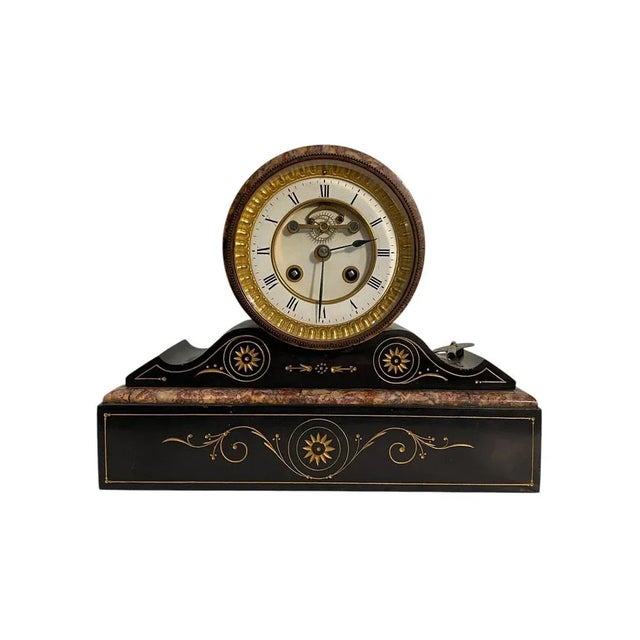 Art Deco Marble Table Clock, France For Sale - Image 9 of 9