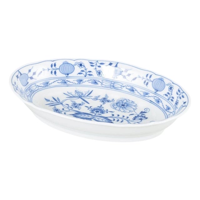 Oval Porcelain Bowl with Blue Onion Pattern from Meissen For Sale