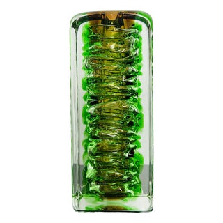 Model 6860/18 Topaz and Uranium Art Glass Vase by František Vízner for Škrdlovice, Czechoslovakia, 1960s For Sale