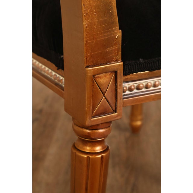 Louis XVI Style Giltwood Armchair With Black Upholstery For Sale - Image 13 of 18