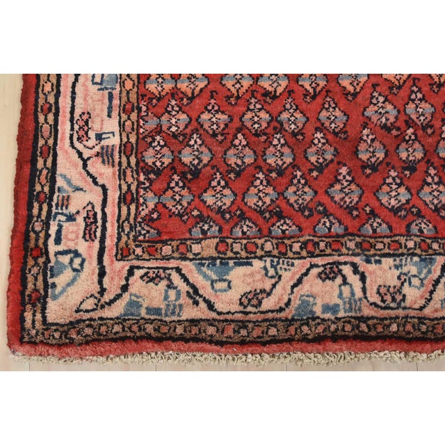 Mir Runner 3’6” X 9’3” Red Wool Vintage Tribal Hand-Knotted Oriental Rug For Sale - Image 11 of 14