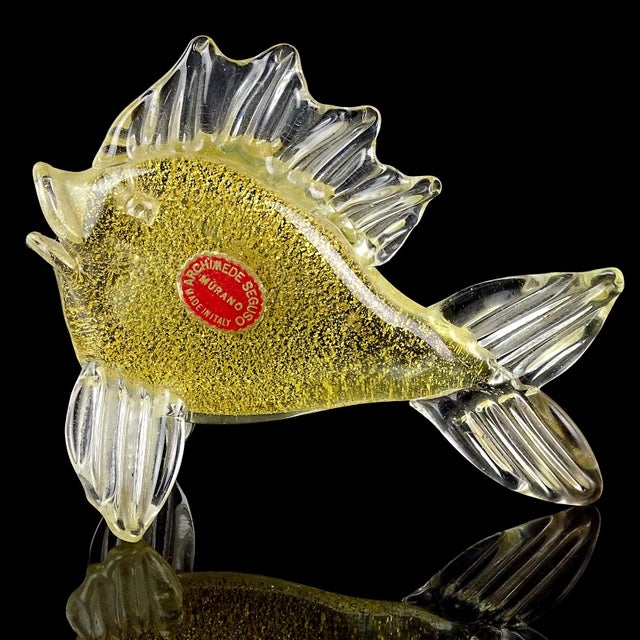 Seguso Murano Label Vintage Gold Flecks Italian Art Glass ...