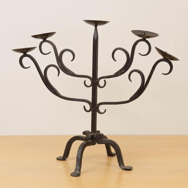 French 1950s French Iron Five-Arm Candelabra For Sale - Image 3 of 12