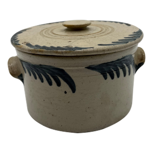 A Very Fine and Rare Philadelphia Bristol Glazed Stoneware Cake Crock With Lid by Thomas Haig Jr, Circa 1870’s