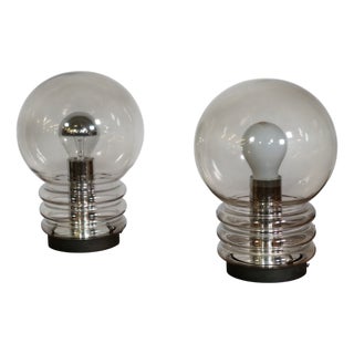 Space Age Glass Table Lamps from Glashütte Limburg, 1970s, Set of 2 For Sale