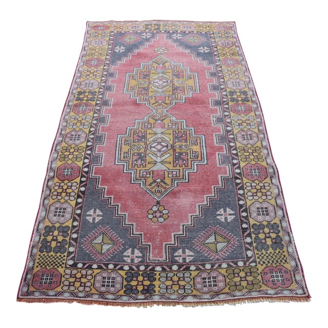 1980s Turkish Red Medallion Oriental Rug For Sale