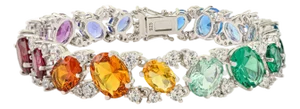 925 Sterling Silver Colorful Cubic Zirconia Statement Tennis Bracelet - 6.5 Inches Anniversary Gift