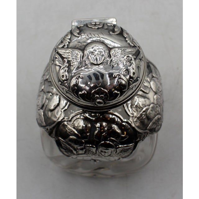 1898 English Sterling Silver and Blown Glass Scent Bottle For Sale In Raleigh - Image 6 of 8