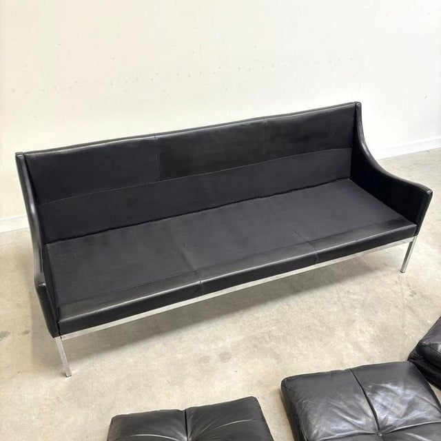 Mid-Century Bauhaus Style Leather 3-Seater Sofa by Roland Rainer, 1960s For Sale - Image 14 of 15