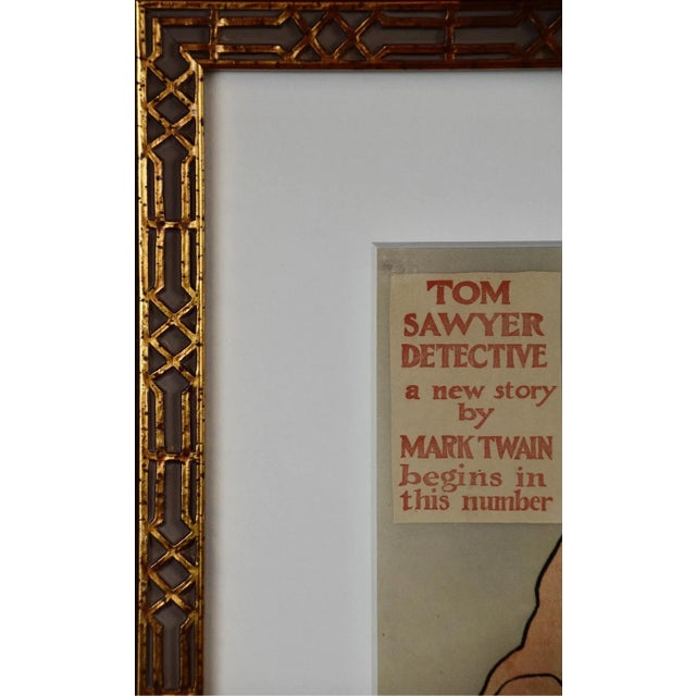 Printmaking Materials Tom Sawyer Detective by Mark Twain: 19th C. Framed Colored Poster by Edward Penfield, 1897 For Sale - Image 7 of 7