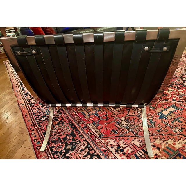 Mies Van der Rohe 20th Century Mies Van Der Rohe Barcelona Chairs in Black Leather and Cast Chrome Frame by Knoll For Sale - Image 4 of 11