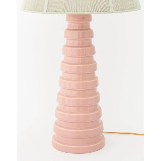 Art Deco Pink Glazed Ceramic Table Lamps, Pair For Sale - Image 4 of 5