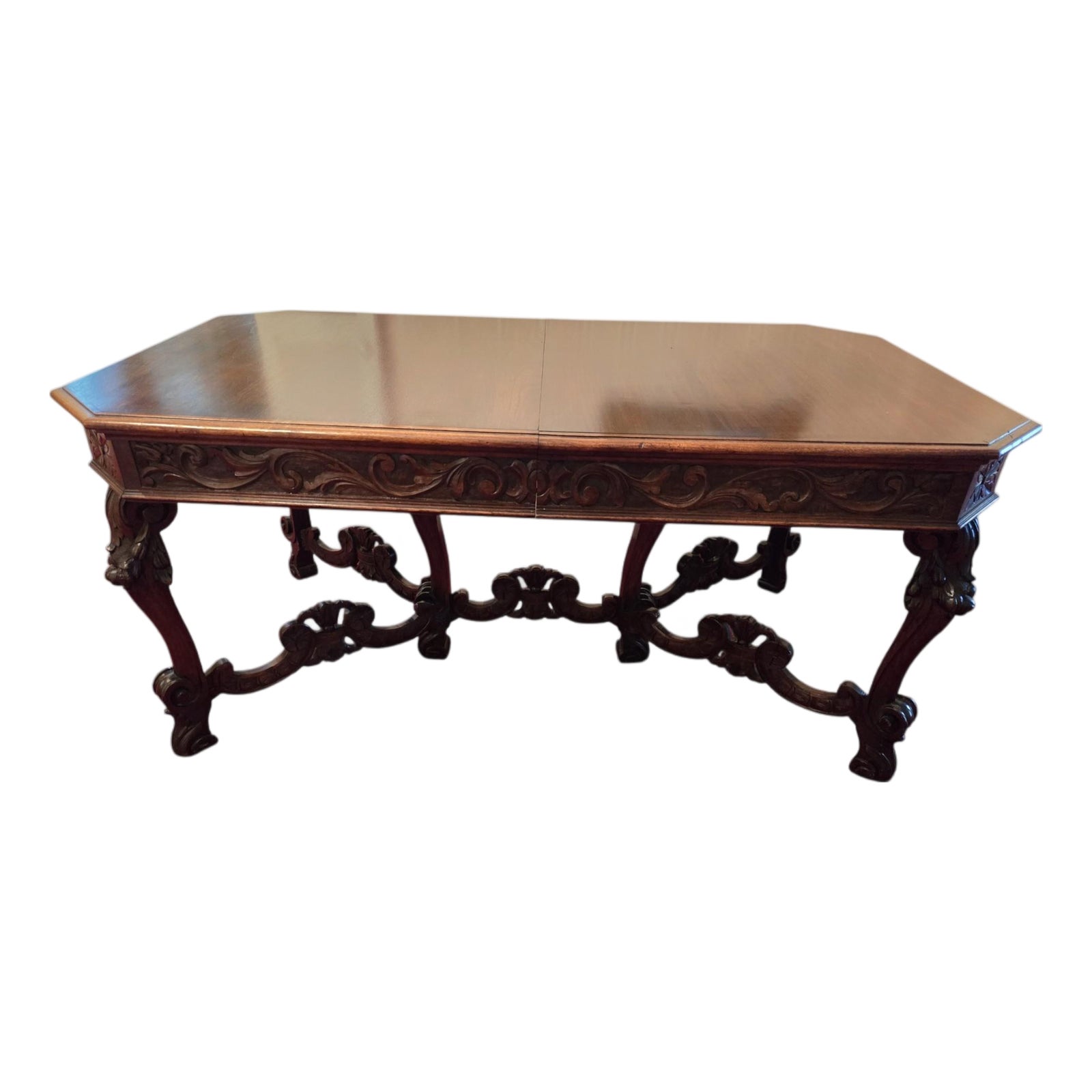 Antique Italian Renaissance Revival Carved Walnut Dining Room Banquet ...