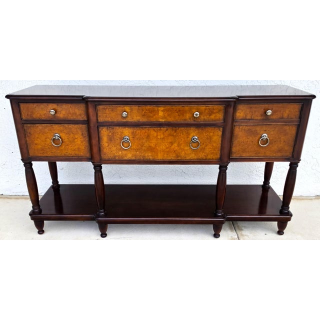 Italian Baker Furniture Italian Provincial Mahogany Burl Wood Credenza Sideboard Buffet For Sale - Image 3 of 18
