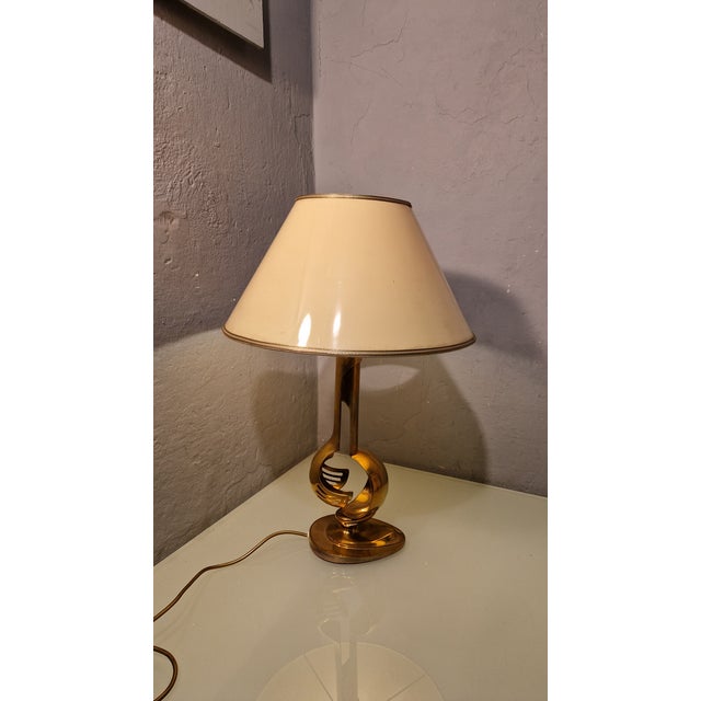Brass Table Lamp with Informal Decoration, 1960s, in Very Good conditions. Designed 1960 to 1969 Up to 250V (Europe/UK...