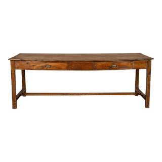 Early 20th Century Vintage Wood Table With Drawers For Sale