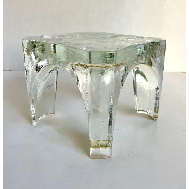 Postmodern Vintage Chantal Sculptural Ice Glass Trivet & Display Pedestal For Sale - Image 3 of 12