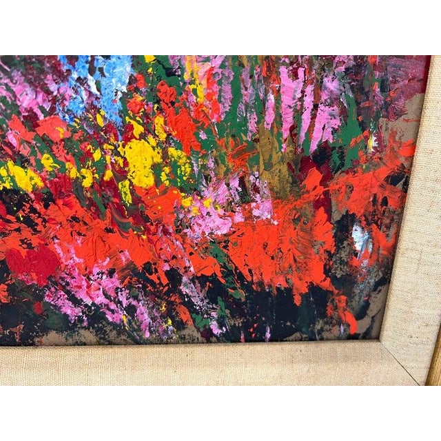 Ink Blue Large Mid Century Impasto Abstract Painting of a Sunny Field For Sale - Image 8 of 12