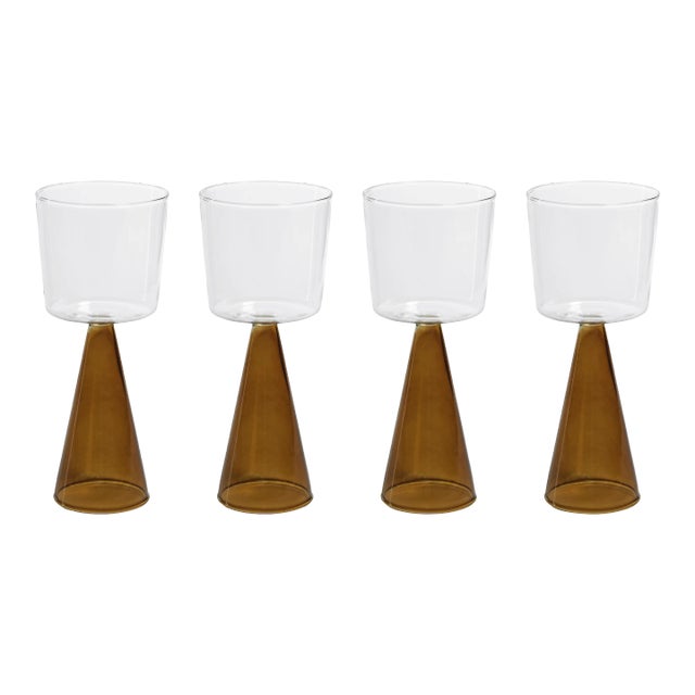 Viterbo Wine White Wine Glasses - Amber, Set of 4 For Sale