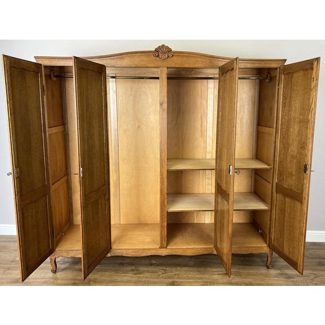Vintage French Louis XVI Style Wardrobe in Oak For Sale - Image 12 of 13