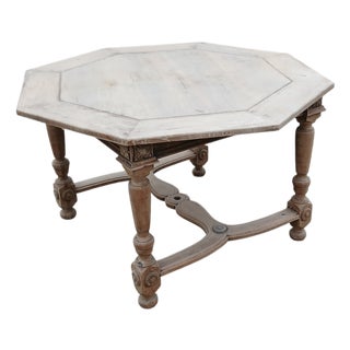 Antique French Louis XIII Style Octagonal Walnut Table, 1860 For Sale