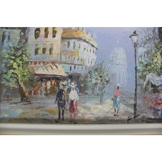 Vintage European City Scene Paris France Oil Painting, Framed, Small Original Art For Sale - Image 10 of 14