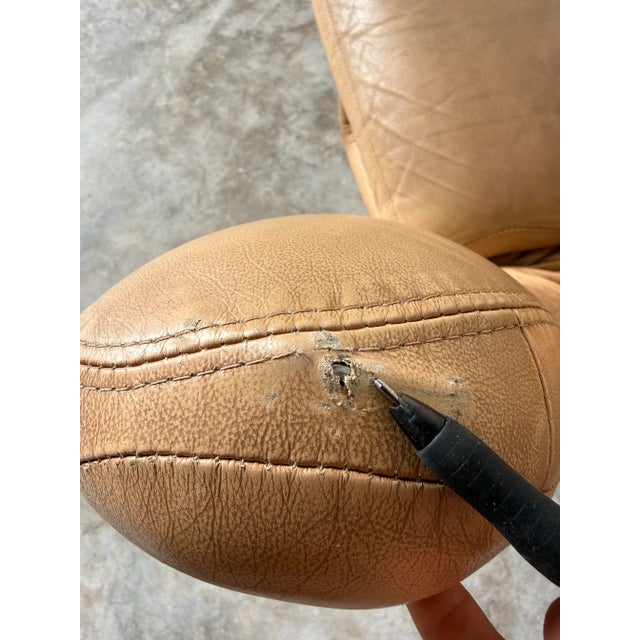 Vintage Postmodern Cantilever Leather Hand Chair For Sale - Image 11 of 11