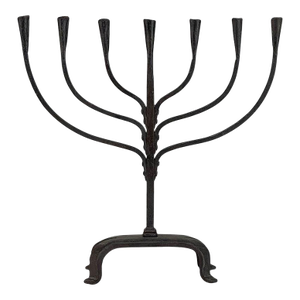 Mid-Century French Brutalist Hand-Forged Iron Seven-Light Candelabrum