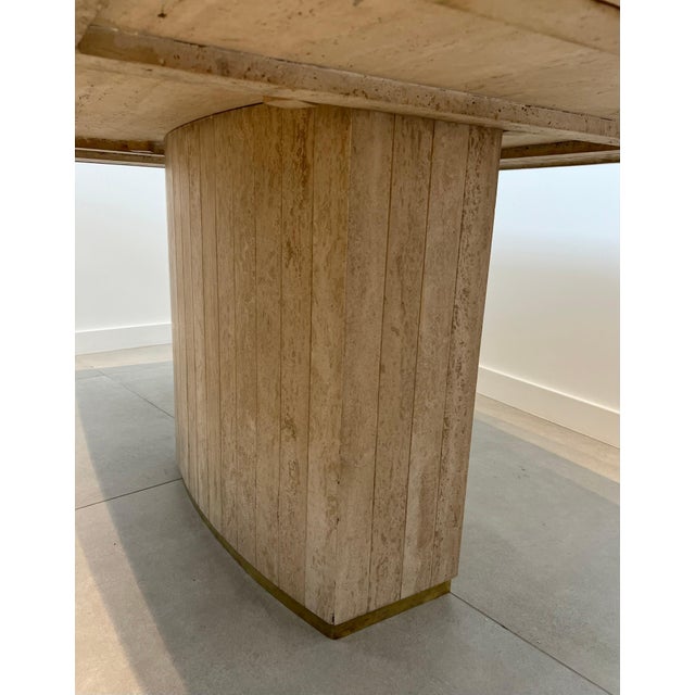 1970 Travertine and Brass Dining Table by Willy Rizzo For Sale - Image 10 of 12