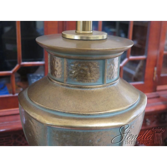 Traditional Painted Metal Table Lamp W. Shade For Sale - Image 3 of 7