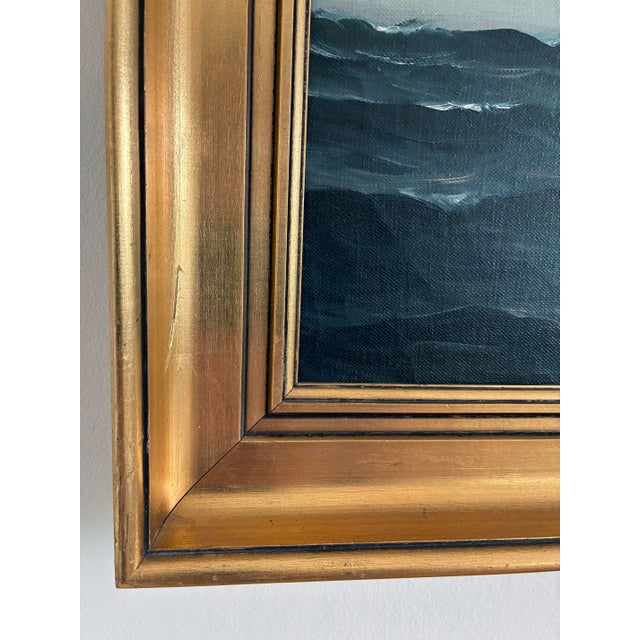 Vintage Original Seascape Oil Painting, Signed Sailing Ship Art For Sale - Image 9 of 14