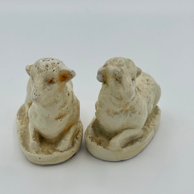 Sculpture Materials Vintage Mid-Century Composition Nativity Sheep With Charming Age & Primitive Patina - A Pair For Sale - Image 7 of 7