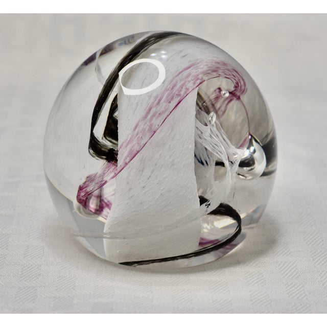 Glass Caithness Tempest Collectible Art Glass Swirl Paperweight Signed and Numbered For Sale - Image 7 of 7