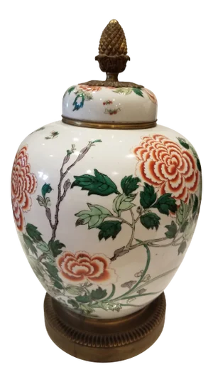 Antique Bronze Mounted Famille Verte Ginger Jar