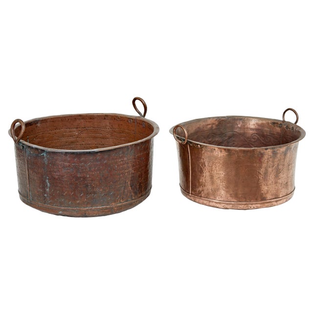 Large Victorian Copper Cooking Vessels, Set of 2 For Sale - Image 3 of 8